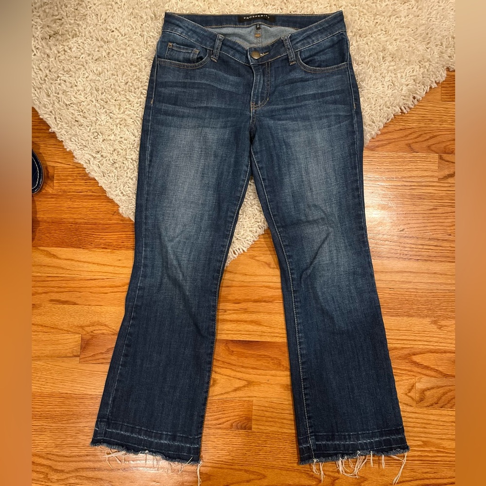 Prosperity Denim sz 27 GIGO release hem crop flare jean 27” inseam 9” rise